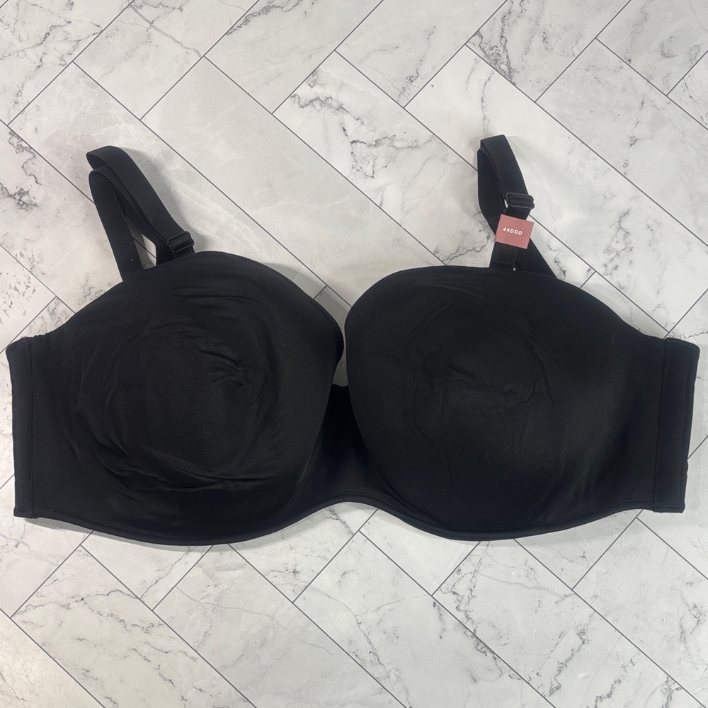 NWT Cacique Lane Bryant Women Bra Black Boost Multiway Strapless UNDERWIRE 44DDD
